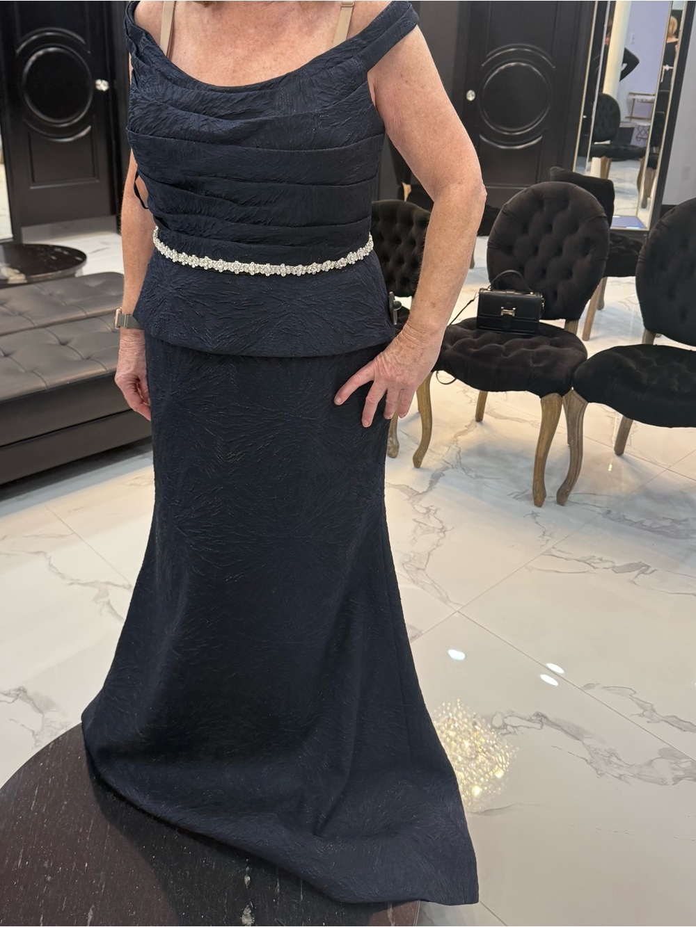 Elegant Navy Textured Gown